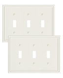 TREEWELL 2-Pack Triple Toggle Light Switch Cover Plate, Durable Solid Zinc Alloy Decorative Switch Plate Covers, Light Almond 3