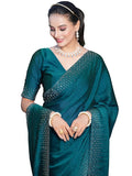 Satrani Womens Pure Georgette Saree (3186S139N_Teal Blue)