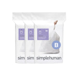 simplehuman Code B 90 Count, Dispenser Pack Custom Fit Liners, Drawstring Trash Bags, 6 Liter / 1.6 Gallon, White
