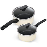 Legacy Culinaryware Nonstick Sauce Pan with Lid,1.5Qt & 2Qt Set, PFOA Free,Kitchen Pots Induction Pot,Cream