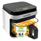 Nutrichef 5.8 Quart Air Fryer | 8-1 Preset Cook Modes | Transparent Fry Bowl for Best Cooking Results | Cook Shrimp, Steak, Frie