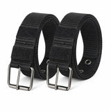 MenS Tactical Nylon Belt With Metal Buckle, Black, Adjustable, Heavy Duty Canvas Military Style, 2 Pack