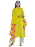 Gosriki Women'S Cotton Blend Straight Printed Kurta With Pant & Dupatta (Bagru-Yellow-Nw-Gs_Xl_Yellow_X-Large),Yellow,,B0BWFKGG97
