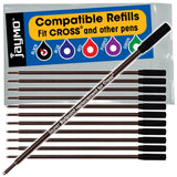 Jaymo Replacement for Cross 8513 Measures 4.563 in / 116 mm Long Ballpoint Pen Refill 12 Black