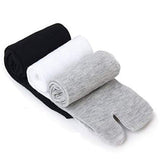 3 Pairs Bamboo Fiber Men Women Unisex Casual Sandal Split Two Toe Tabi Flip Flops Socks Elastic Free Size White + Grey + Black,