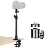 TOAZOE 14''-25.5'' Camera Desk Mount Table Stand with 360 Rotatable Ball Head, Adjustable Desk Light Stand, Aluminum Tabletop C