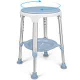 LEACHOI Shower Chair for Inside Shower, Tool-Free Assembly Swivel Shower Stool with Storage Tray, Adjustable Tub Chair and Bathr