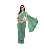 Shiv Textiles Womens Plain Pure Georgette Full Crushed Saree (Crsh-Green 1)