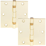 Stone Harbor Hardware 3-1/2 Ball-Bearing Door Hinges, Square Corner, Polished Brass, 2-Pack
