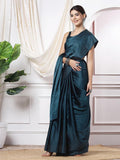 Satrani Womens Silk Blend Saree (3111S413N_Teal Blue)