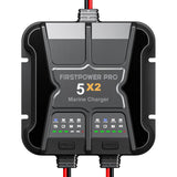 2 Bank Marine Battery Charger 5X2, 10A (5A/Bank) - 12V Waterproof Onboard Battery Charger, Battery Maintainer & Desulfator for S