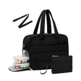 Lunch Tote Bag for Women Work, 15.6 Inch Laptop Purse with Insulated Lunch Compartment Coin Wallet for Meal, Large Puffy Quilted