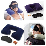 Homeistic Applience 3 In 1 Tourist Neck Travel Pillow With Cushion CarEye Maks Sleep Rest Shade And Ear Plug (MultiColor)