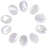 SUNYIK 10PCS 13x18mm Natural Oval White Shell Cabochons with Resin Flat Back CAB for Jewelry Making DIY Art Project
