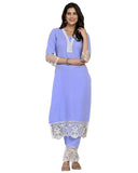 Anni Designer Women'S Cotton Blend Straight Solid Kurta With Pant (Takada Light Blue_S_Light Blue_Small),Light Blue,S