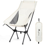 Outplea Foldable Lightweight High Back Camping Chair for Outdoor, Portable Travel Chair for Adults, White