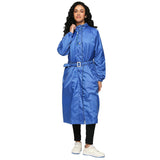 Highlands Womens Raincoat Reversible Waterproof Long Coat With Hood Adjustable Drawcord Pvc Lining Belt Zip Up Front Lightweight