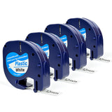 4-Pack Compatible with Dymo Label Maker Refills 91331 White Plastic Label Maker Refills for Labeler Letra Tag 200b Lt 100h 100t