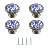MY MIRONEY 4PCS 1.46 Round Ceramic and Zinc Alloy Drawer Knobs Hardware Blue and White Porcelain Knobs Antique Bronze Kitchen Do