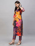 Gosriki Women'S Cotton Blend Straight Printed Kurta With Pant (Wahida Purple-Gs_L_Purple_Large),Purple,,B0CSG443R3