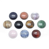 Fashewelry 10Pcs 25mm Round Cabochon Stones Flat Back Chakra Healing Crystals Half Round Random Mixed Styles for Jewelry Making