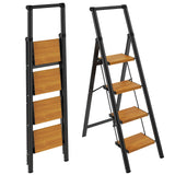 HBTower 4 Step Ladder with Handrail, Aluminum Folding Step Stool,330lbs Capacity Portable Step Ladder,Non-Slip Safety Ladder for