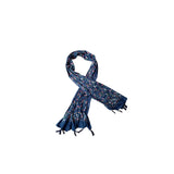 WomenS Floral Printed Navy Blue Cotton Scarf, Pack Of 1
