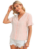 Wedani Women'S Cotton Casual V Neck Top (Small Orange),Orange,S