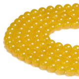 PLTbeads Natural Gemstone Loose Beads Smooth Round Approxi 15 inch DIY Bracelet Necklace for Jewelry Making (6mm, Yellow Agate)
