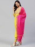 Gosriki Women'S Cotton Blend Embroidered Straight Kurta With Pant & Dupatta (Talpade-Yellow_M-Gs_Yellow_Medium),Yellow,,B0BFBC67YB