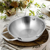 HORNBILLS Stainless Steel Triply Kadhai | Compatible with All Modern Cooktops | 28 cm Dia | Even Heat Distribution | Gas & Induc