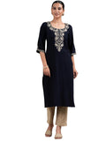 Libas Women'S Viscose Rayon Yoke Design Straight Kurta (29246 Blue