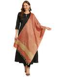 Dupatta Bazaar WomenS Two Tone Rose Red Cotton Silk Stole/Dupatta