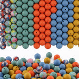 HHCFAST 150Pcs Mixed Color 15mm Silicone Beads for Keychain Making, Powder Orange Flower Print Silicone Beads for Pens and Brace