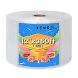 Large Recycled roll of 350 ft Small Bubble Cushioning Rolls 12 Inch Width Perforated Every 12 for Packaging, Shipping, Mailing,