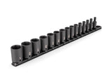 TEKTON 3/8 Inch Drive Semi-Deep 6-Point Impact Socket Set with Rail, 15-Piece (1/4-1 in.) | SID91118