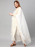 Gosriki Women'S Cotton Blend Printed Straight Kurta With Palazzos & Dupatta (Ghost-Off-White-Nw-Gs_M_White_Medium),White,,B0BPXX9JDM