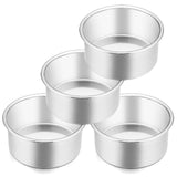 E-far 4 Inch Small Cake Pan Set of 4, Stainless Steel Mini Round Smash Cake Baking Pans, Non-Toxic & Healthy, Mirror Finish & Di