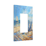 Xuejiaku Decorative Outlet Covers Sea Beach Chair Oil Painting Ocean Sailboat 1 Gang Light Switch Cover Single Rocker Wallplates