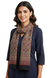 India Scarves Maroon Ajrakh Hand Block Print Cotton Stole | Traditional Geometric Print | 22055 Cm