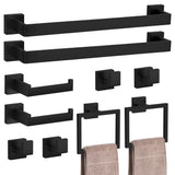 Matte Black Bathroom Hardware Accessories Set of 10 Pieces, 15.6 Inch Bath Towel Bar Set, 304 Stainless Steel Bathroom Hardware