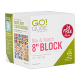AccuQuilt GO! Qube Mix and Match 8 Inch Block with 8 Basic Cut Quilting Shapes, Cutting Mat, Videos, Storage Box, and 14 Pattern