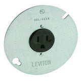 Leviton 5059 15Amp, 125 Volt, 3Wire Round Type Single Receptacle On 4Inch Cover, Zinc Plated Steel , Green