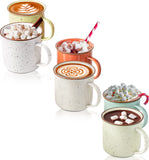 Speckled Campfire Style Mugs - Set of 6-14 oz - Cozy Colors - Coffee Cups - Camping Coffee Mugs - Ceramic - Enamel - Use for Tea