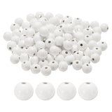 HARFINGTON 100pcs 16mm White Wood Beads 4.3mm Large Hole Round Wooden Loose Spacer Beads for Jewelry Making Necklace Bracelets D