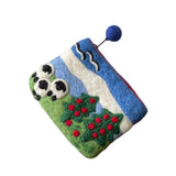 Merishopp Felt Zipper Coin Purse Soft Adorable Casual Compact Animal Felt Small Wallet Blue