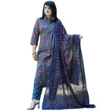 Gosriki Women'S Cotton Blend Straight Printed Kurta With Pant & Dupatta (Pedi Blue-Gs_Xl_Blue_X-Large),Blue,,B0CTHVYYPN