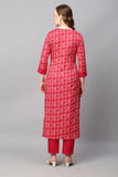 Gosriki Women'S Cotton Blend Straight Printed Kurta With Pant (Dravini Red_S-Go_Red_Small),Red,,B0BBM1PYXH