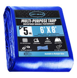 Tarps Multi Purpose Waterproof 6x8 - Multi Purpose 5 MIL Tarp - High Durability 6x8 Tarp - Construction, Rain Shelter, Outdoor C