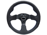 NRG Innovations NRG-RST-012R-BL Reinforced Steering Wheel - Leather Wrap Steering Wheel 320mm with Blue Stitch, Thumb Grip 3 Spo
